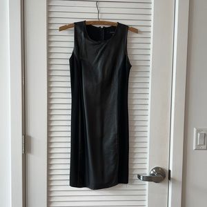 Black faux leather cocktail dress